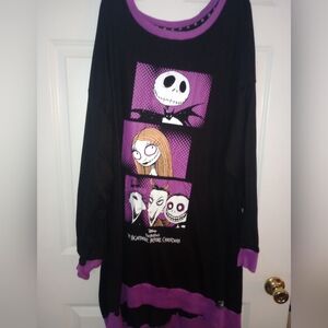 Disney Nightmare Before Christmas Women's Sleep Shirt - Black and Purple